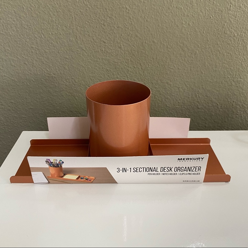 Merkury Innovations Metal Desk Organizer - 3 Sections - Metal - Gender Neutral